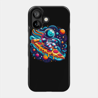 Funny Pizza Lover, Astronaut Surfing in Space Phone Case