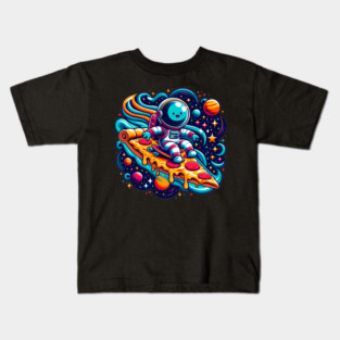 Funny Pizza Lover, Astronaut Surfing in Space Kids T-Shirt