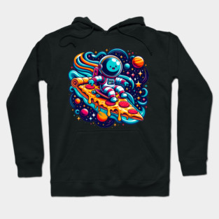 Funny Pizza Lover, Astronaut Surfing in Space Hoodie