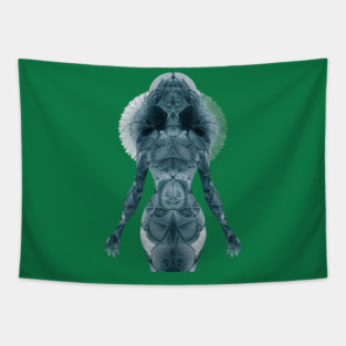 The Woman Monochromatic Blue Tone Tapestry