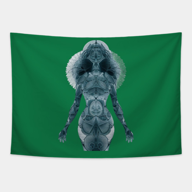 The Woman Monochromatic Blue Tone Tapestry by animegirlnft