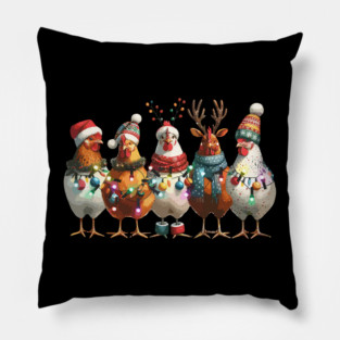 Funny Christmas Chicken Farm Animals Pillow