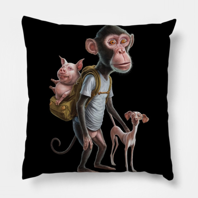 Monkey Stands Upright like a Human Pillow by animegirlnft