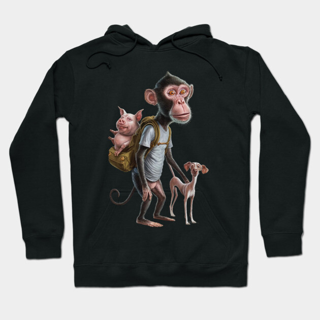 Monkey Stands Upright like a Human Hoodie by animegirlnft