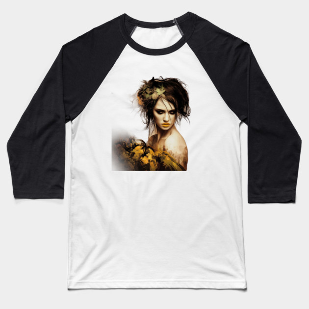 The woman image features an artistic depiction of a person Baseball T-Shirt by animegirlnft