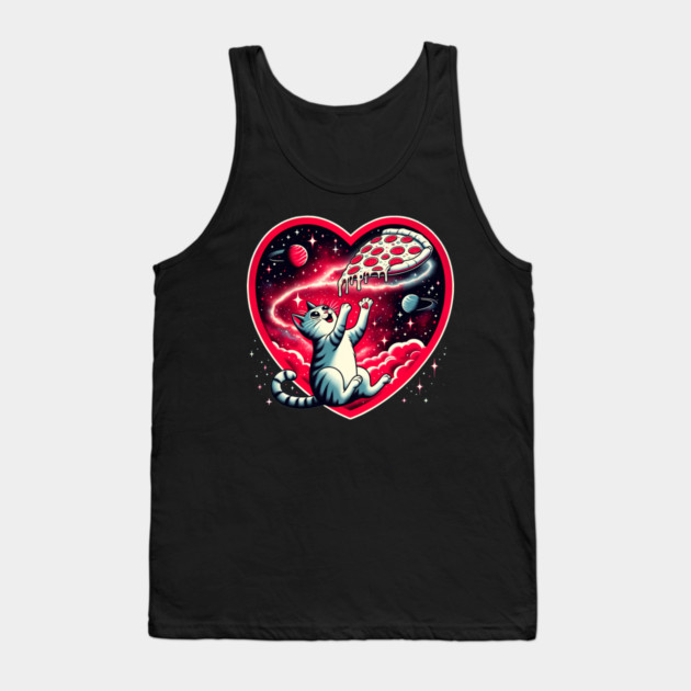 Cat Eating Pizza, Funny Pizza Lover Tank Top by logiamerch