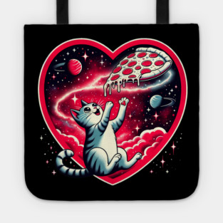 Cat Eating Pizza, Funny Pizza Lover Tote