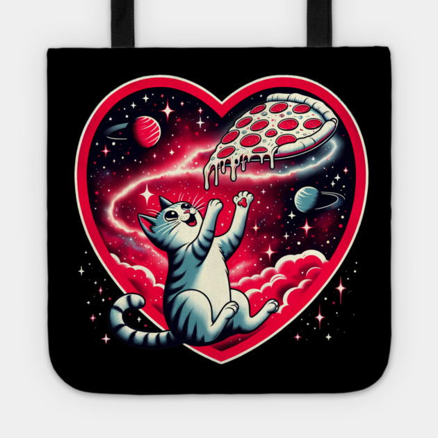 Cat Eating Pizza, Funny Pizza Lover Tote by logiamerch