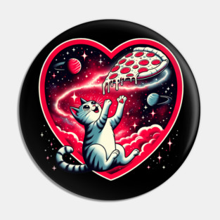 Cat Eating Pizza, Funny Pizza Lover Pin