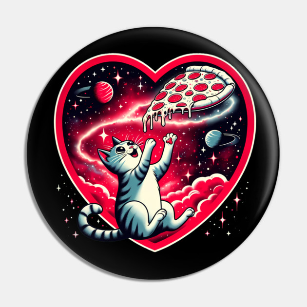 Cat Eating Pizza, Funny Pizza Lover Pin by logiamerch