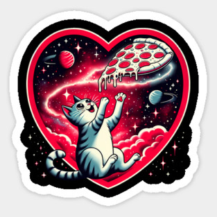 Cat Eating Pizza, Funny Pizza Lover Sticker