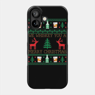 Funny Whiskey Drinking Ugly Christmas Sweater Phone Case