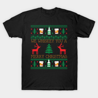 Funny Whiskey Drinking Ugly Christmas Sweater T-Shirt