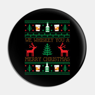 Funny Whiskey Drinking Ugly Christmas Sweater Pin