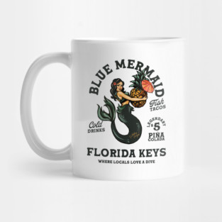 The Florida Keys Blue Mermaid Tiki Dive Bar Mug