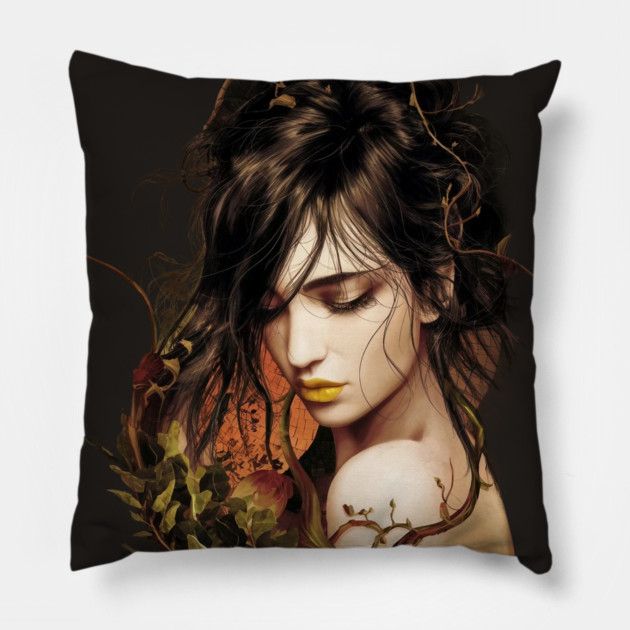 the woman focus is on their shoulders and upper chest Pillow by animegirlnft