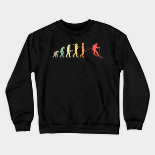 Retro Skiing Evolution Gift For Skiers Crewneck Sweatshirt