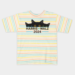 Harris Walz 2024 Election Cat - Funny Cat Ladies for Kamala Harris Walz 2024 Kids T-Shirt