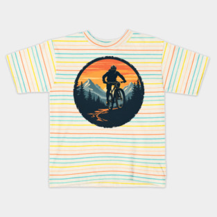 Mountain Biking Adventure Silhouette Kids T-Shirt