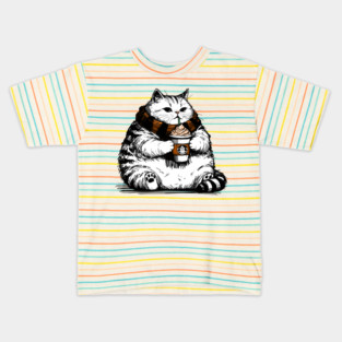 Chonky Pumpkin Spice Latte Cat Kids T-Shirt