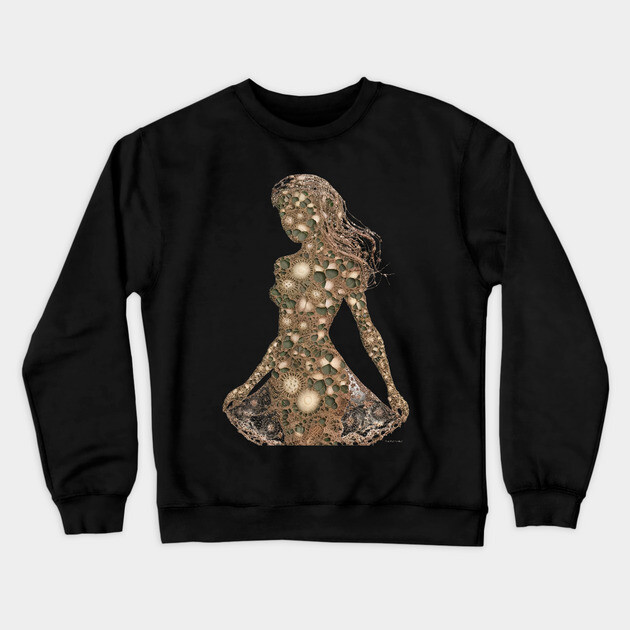 Various Circular and Floral Designs Creating the Illusion of a Three Dimensional Dress and Hairstyle Crewneck Sweatshirt by animegirlnft