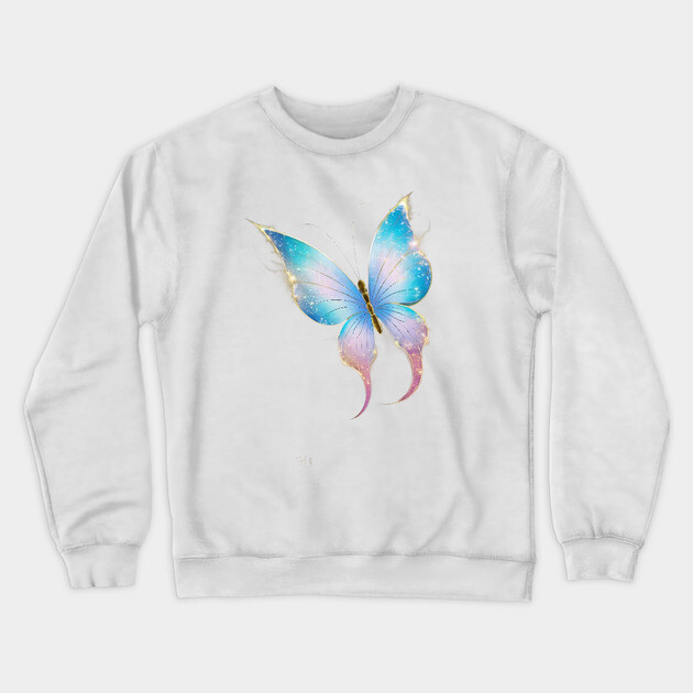Butterfly with Wings that have a Cosmic Pattern, Resembling a Starry Night Sky Crewneck Sweatshirt by animegirlnft