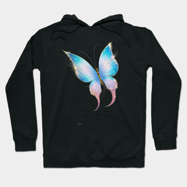 Butterfly with Wings that have a Cosmic Pattern, Resembling a Starry Night Sky Hoodie by animegirlnft