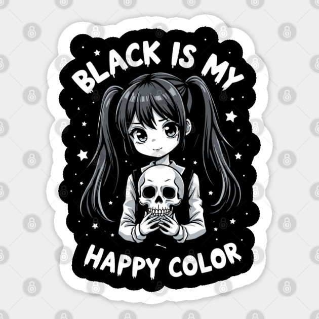 Black Is My Happy Color Dark Minimalist Aesthetic Humor Sticker by Anticorporati