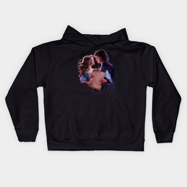 Couple Individuals Facing Each other the left has long hair and wears a blue top Kids Hoodie by animegirlnft