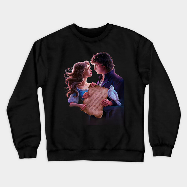 Couple Individuals Facing Each other the left has long hair and wears a blue top Crewneck Sweatshirt by animegirlnft