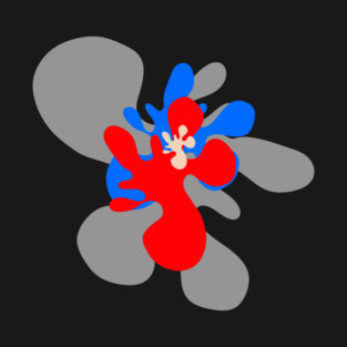 Color splash grey red blue beige T-Shirt