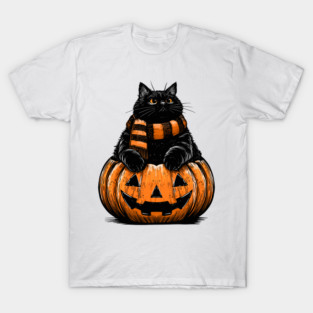 Chonky Cat In A Pumpkin T-Shirt