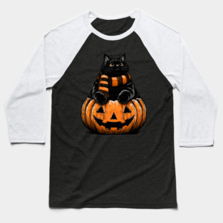 Chonky Cat In A Pumpkin Baseball T-Shirt