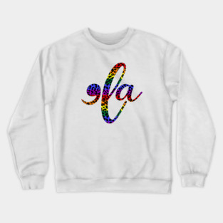 Comma la, Rainbow Flag, Leopard Print Crewneck Sweatshirt