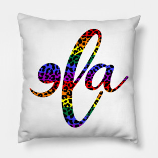 Comma la, Rainbow Flag, Leopard Print Pillow