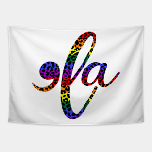 Comma la, Rainbow Flag, Leopard Print Tapestry