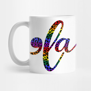 Comma la, Rainbow Flag, Leopard Print Mug