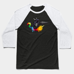 The Dark Lord and the Rainbow Unicorn Kitteh Baseball T-Shirt