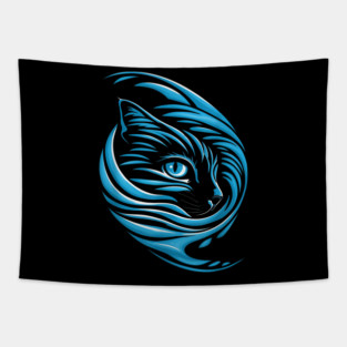 Blue Cat Wave For Kamala 47 Funny Cat Ladies Harris 2024 Tapestry