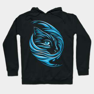 Blue Cat Wave For Kamala 47 Funny Cat Ladies Harris 2024 Hoodie