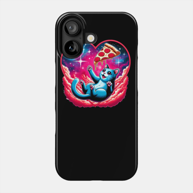 Cat Eating Pizza, Funny Pizza in Space Phone Case by logiamerch