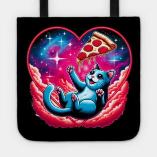 Cat Eating Pizza, Funny Pizza in Space Tote
