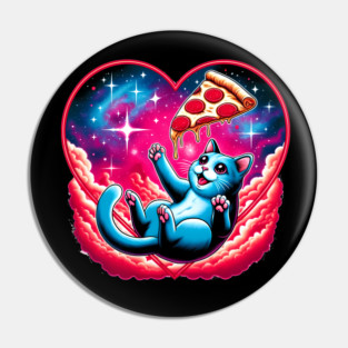 Cat Eating Pizza, Funny Pizza in Space Pin