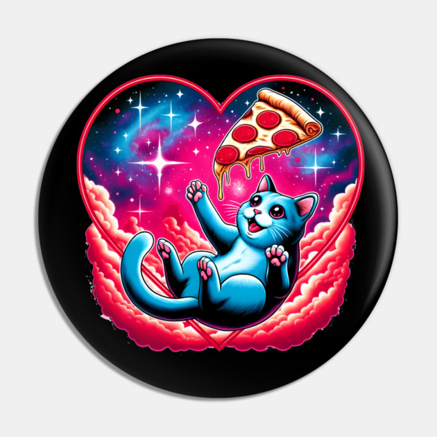 Cat Eating Pizza, Funny Pizza in Space Pin by logiamerch