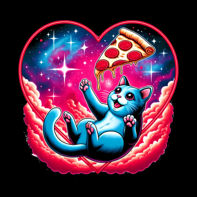Cat Eating Pizza, Funny Pizza in Space by logiamerch