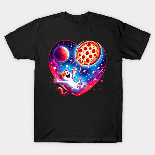 Cat Eating Pizza, Funny Pizza T-Shirt by logiamerch