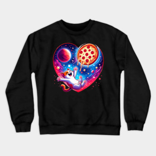Cat Eating Pizza, Funny Pizza Crewneck Sweatshirt