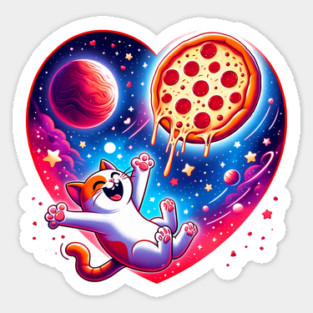 Cat Eating Pizza, Funny Pizza Sticker
