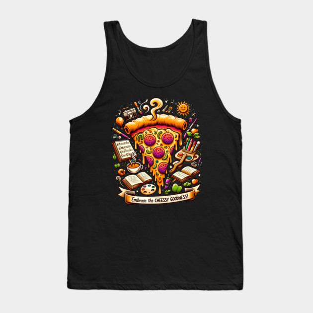 Pizza Lover Cheesy Goodness Tank Top by logiamerch