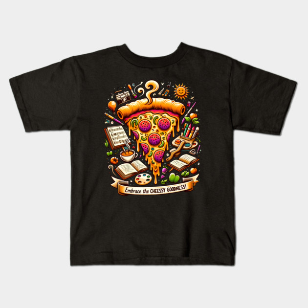 Pizza Lover Cheesy Goodness Kids T-Shirt by logiamerch